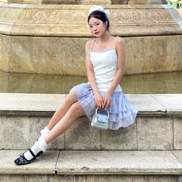 Thumbnail Đầm thiết kế hai dây màu trắng phối tím BALLERINA phù hợp đi chơi, đi dự tiệc - Simple Twist 1