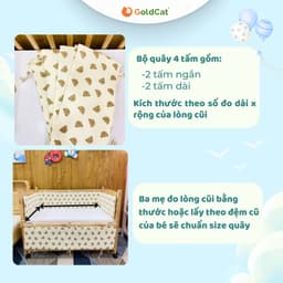 Thumbnail Quây Cũi Cho Bé GOLDCAT Thiết Kế 4 Tấm Thông Minh Dùng Cũi Trẻ Em Êm Ái, Chất Liệu Cotton An Toàn Cho Bé 2