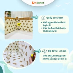 Thumbnail Quây Cũi Cho Bé GOLDCAT Thiết Kế 4 Tấm Thông Minh Dùng Cũi Trẻ Em Êm Ái, Chất Liệu Cotton An Toàn Cho Bé 3