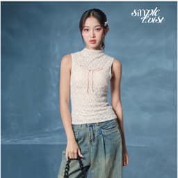 Thumbnail Set áo sát nách cổ lọ ren đính nơ phối chân váy xòe dáng ngắn màu hồng dành cho nữ BLOOMING [Có Tách Lẻ] - Simple Twist 4