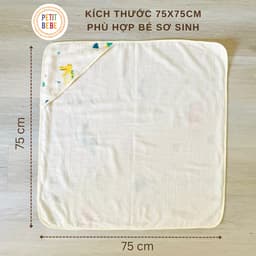 Thumbnail Khăn choàng ủ sơ sinh có mũ PETIT BEBE muslin 4 lớp thoáng khí mềm mại nhiều họa tiết dễ thương 3
