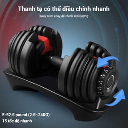 Thumbnail OneTwoFit Bộ tạ điều chỉnh Dumbell 24kg tạ đơn Trọng lượng 15 điều chỉnh bánh răng Có khay 3