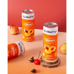 Thumbnail Thùng 4 lon nước trái cây sparkling MaMaPop vị Cam Đào (330ml/lon) - MP031 3