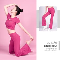 Thumbnail Yowin Bộ Tập Yoga Gym Nữ YW24-N01-F503 Áo Croptop Kèm Đệm Rời & Quần Ống Loe Co Giãn 4