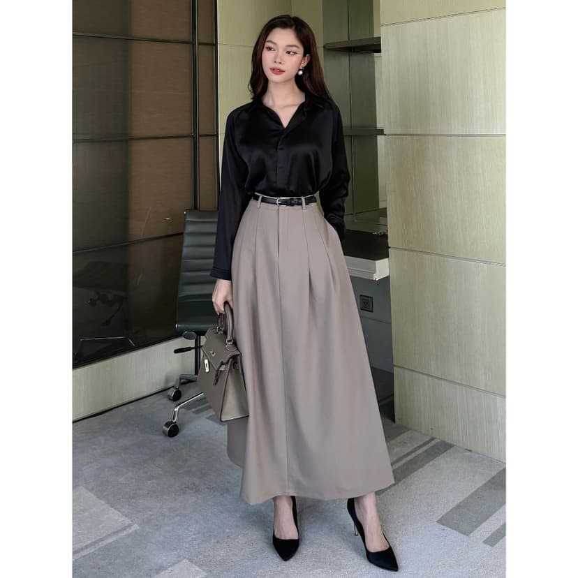 Ảnh BBSTORE'S Chân Váy Công Sở Xếp Ly Lưng Cao Có Đỉa - V1924 4