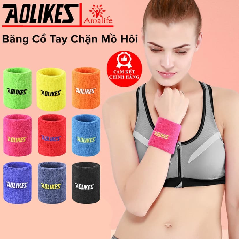 Ảnh Băng Đeo Cổ Tay Chặn Lau Mồ Hôi Thể Thao 8cm Hãng Aolikes Tập Tennis Tập Cầu Lông Bóng Đá Bóng Bàn AL0235 1