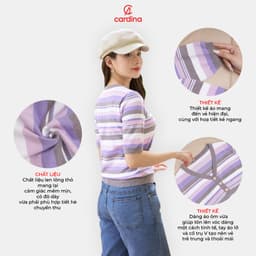 Thumbnail Áo thun nữ CARDINA chất liệu len lông thỏ thiết kế cổ V màu sắc nổi bật hiện đại trẻ trung 4ALL02 2