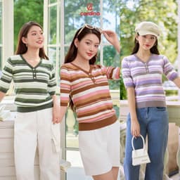 Thumbnail Áo thun nữ CARDINA chất liệu len lông thỏ thiết kế cổ V màu sắc nổi bật hiện đại trẻ trung 4ALL02 3
