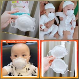 Thumbnail Túi 3 chiếc Khẩu trang mặt Gấu quai đeo điều chỉnh cho bé 0-3 tuổi 1