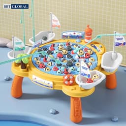 Thumbnail Đồ chơi câu cá nam châm CỠ LỚN 45 chi tiết, 4 cần câu, 4 giỏ có đèn và nhạc BBT Global 1