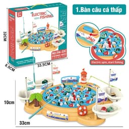 Thumbnail Đồ chơi câu cá nam châm CỠ LỚN 45 chi tiết, 4 cần câu, 4 giỏ có đèn và nhạc BBT Global 4