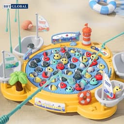Thumbnail Đồ chơi câu cá nam châm CỠ LỚN 45 chi tiết, 4 cần câu, 4 giỏ có đèn và nhạc BBT Global 2