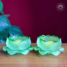 Thumbnail Đế Nến Hoa Sen Lưu Ly, Màu Trắng, Vàng, Xanh - Tuệ Nga 4