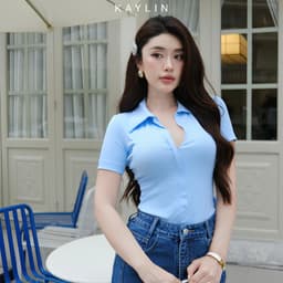 Thumbnail Áo thun KAYLIN form polo phối khóa kéo chất vải thun co giản phong cách thanh lịch thời trang - N2220 3