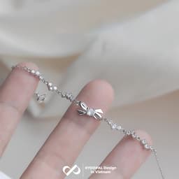 Thumbnail Lắc tay bạc KYDOPAL nơ đính đá cá tính trang sức nữ cao cấp ý 925 - PAL9B8L3 3