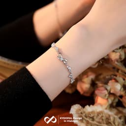 Thumbnail Lắc tay bạc KYDOPAL nơ đính đá cá tính trang sức nữ cao cấp ý 925 - PAL9B8L3 4