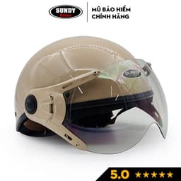 Thumbnail Mũ bảo hiểm nửa đầu có kính SUNDY HP-01K an toàn, thời trang, nhiều màu cá tính, Freesize (vòng đầu 55-58cm) 2