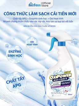 Thumbnail Xịt Tẩy Vết Bẩn Quần Áo Mifan 500ml - Làm sạch nhanh vết thức ăn, máu, mốc, ố vàng, cổ áo, an toàn, không phai màu vải 3