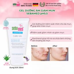 Thumbnail Gel dưỡng ẩm giảm mụn, bảo vệ da Sebamed Clear Face Care Gel pH5.5 (50ml) 2