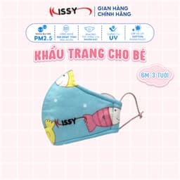 Thumbnail Khẩu Trang Vải Kissy Trẻ Em 6 tháng-3 Tuổi Cá Xanh Vải Cotton Kháng Khuẩn Ngăn UV Chống Bụi Mịn  S1-0019 1