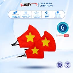 Thumbnail Khẩu Trang Kissy 3D Cờ Đỏ Sao Vàng - Tự Hào Việt Nam - Giao Chuẩn Mẫu, Chuẩn Size 1