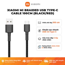 Thumbnail Cáp Sạc Xiaomi Mi Braided USB Type-C Cable 100cm (Black/Red) 3