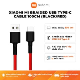 Thumbnail Cáp Sạc Xiaomi Mi Braided USB Type-C Cable 100cm (Black/Red) 2
