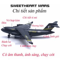 Thumbnail Đồ chơi mô hình máy bay vận tải Boeing C-17 KAVY chất liệu hợp kim, có nhạc và đèn, chạy cót 1
