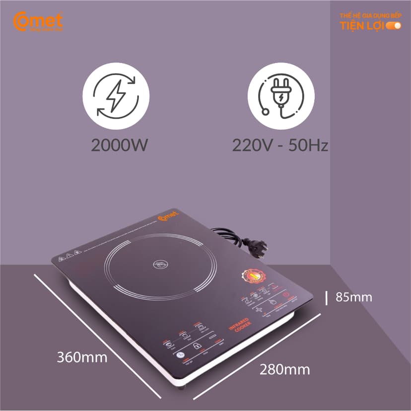 Ảnh Bếp hồng ngoại cảm ứng 2000W COMET - CM5536 3