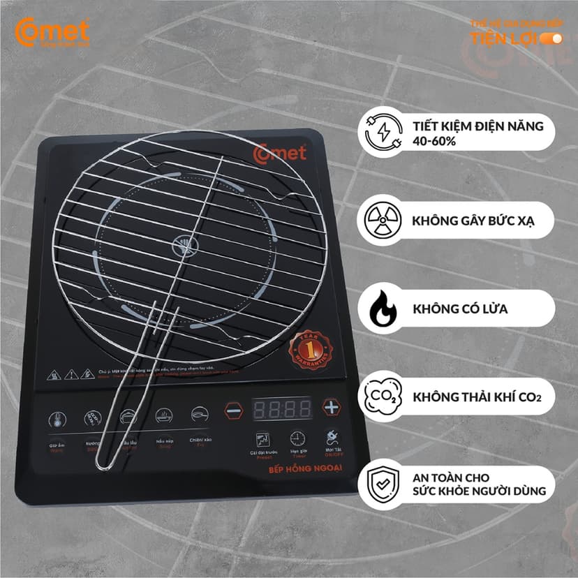 Ảnh Bếp hồng ngoại phím bấm 2000W COMET - CM5517 1
