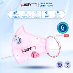 Thumbnail Khẩu Trang Vải Kissy Trẻ Em 4-10 Tuổi Ong Hồng Vải Cotton Kháng Khuẩn Ngăn UV Chống Bụi Mịn- S0-0024 1