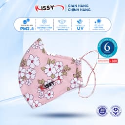 Thumbnail Khẩu Trang Vải Kissy Nữ Size M Hoa Đào Vải Cotton Sợi Hoạt Tính Chống Tia UV Ngăn Bụi Mịn PM 2.5 M0-0010 1