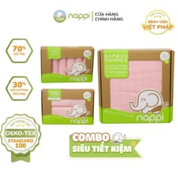 Thumbnail COMBO 3 Mẫu Khăn sợi tre đa năng Nappi (Khăn sữa 30x30cm - Khăn đa năng 120x120cm - Khăn 77x77cm) 1