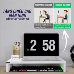 Thumbnail Kệ Máy Tính Gỗ Để Bàn FIVO FB25 Gỗ Dày Chống Ẩm, Gọn Gàng Góc Làm Việc, Nâng Chiều Cao Màn Hình, Bảo Vệ Đốt Sống Cổ 3
