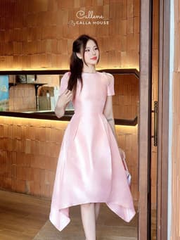 Thumbnail Đầm dự tiệc nữ dáng dài cổ tròn thiết kế khoét vai tà xéo sang trọng Callene (CC276) 3