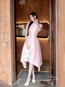 Thumbnail Đầm dự tiệc nữ dáng dài cổ tròn thiết kế khoét vai tà xéo sang trọng Callene (CC276) 2
