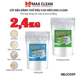 Thumbnail Cát Mèo, Cát Vệ Sinh Cho Mèo Đậu Nành Hương Sữa, Tofu Hạt Nhuyễn, Hạt Nhỏ Max Clean 2.5KG - HeLiCorp 2