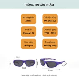 Thumbnail Kính Mát Cho Bé Từ 4-12 Tuổi AORON Gọng Dẻo Chống Tia Cực Tím Đi Biển Đi Chơi Chống Nắng Bảo Vệ Mắt Bé Trai Bé Gái AK165 2