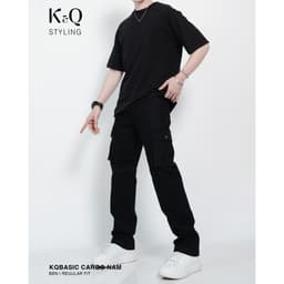 Thumbnail Quần kaki nam túi hộp ống đứng kiểu cargo KQSTYLING form relaxed fit cotton premium đen 1