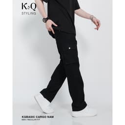 Thumbnail Quần kaki nam túi hộp ống đứng kiểu cargo KQSTYLING form relaxed fit cotton premium đen 2