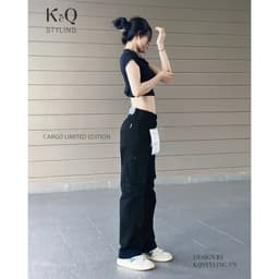 Thumbnail Quần kaki túi hộp nữ ống suông kiểu cargo KQSTYLING kaki co giãn mềm mịn form rộng vừa premium 2