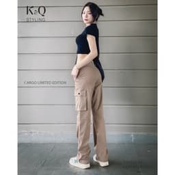 Thumbnail Quần kaki túi hộp nữ ống suông kiểu cargo KQSTYLING kaki co giãn mềm mịn form rộng vừa premium 3