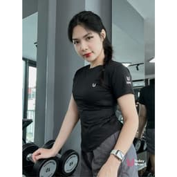 Thumbnail Set đồ tập gym yoga thể thao áo Essential Dri-FIT đen mix quần Gina short xám Today U Wear cầu lông tennis pickleball 1