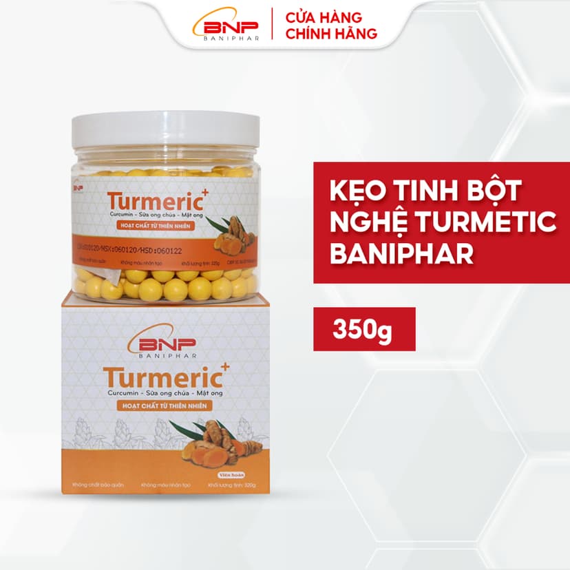 Ảnh Viên Kẹo Tinh Bột Nghệ Turmeric BANIFAR Kết Hợp Sữa Ong Chúa Tăng Sức Đề Kháng Hộp 320g 1
