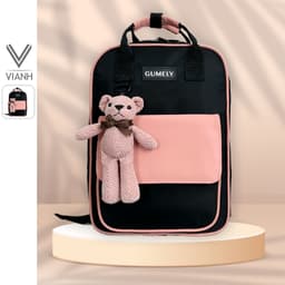 Thumbnail Balo Black Pink đẹp đi học, làm gọn nhẹ nhiều ngăn size to để laptop 14 15.5 inch Gumely GU09 ViAnh 1