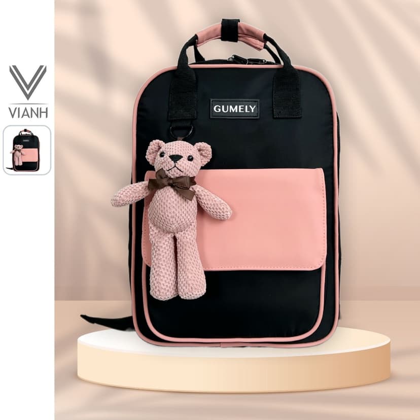 Ảnh Balo Black Pink đẹp đi học, làm gọn nhẹ nhiều ngăn size to để laptop 14 15.5 inch Gumely GU09 ViAnh 1