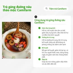 Thumbnail Trà gừng đường nâu thảo mộc Camifarm, bổ máu, giữ ấm cơ thể, đẹp da, giảm đau bụng kinh, tăng huyết áp 2