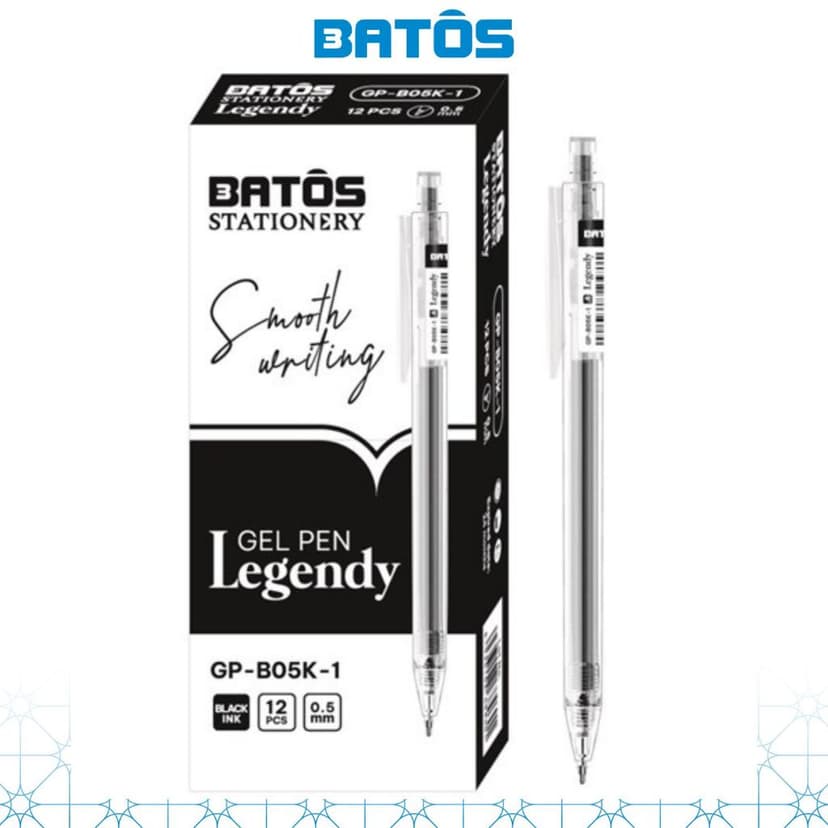 Ảnh Bút gel bấm 0.5mm Batôs 3 Legendy GP-B05-1 viết êm trơn. 1
