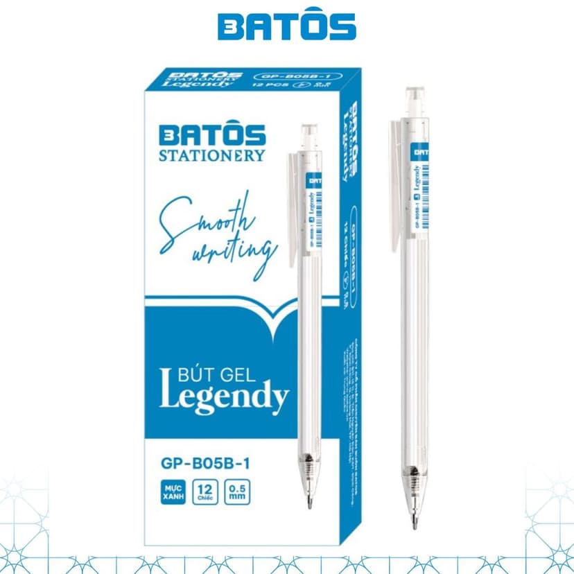 Ảnh Bút gel bấm 0.5mm Batôs 3 Legendy GP-B05-1 viết êm trơn. 2
