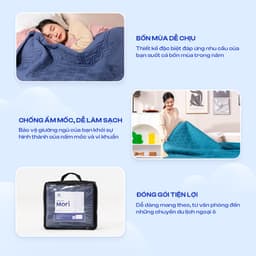 Thumbnail Chăn Goodnight Mori Mềm Mịn Thoáng Mát, Màu Đơn Sắc Nhẹ Nhàng Kháng Khuẩn Tự Nhiên 160x200cm Vua Nệm 4